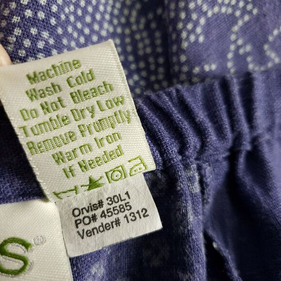 Orvis Womens Skirt Small Linen Blend Blue Patchwork Floral A Line Midi Pull On - Picture 5 of 5